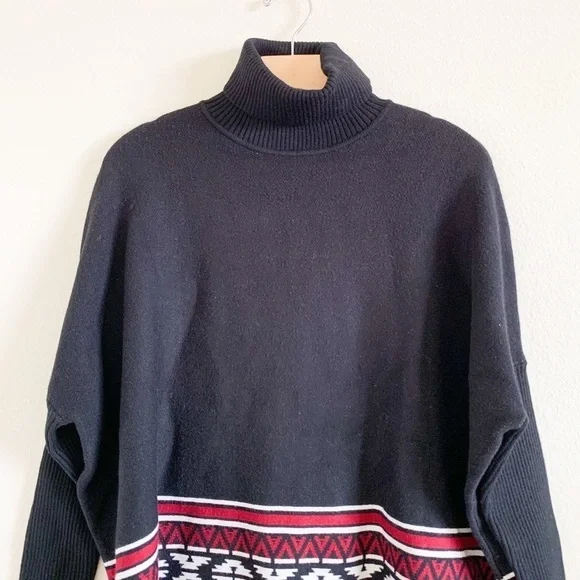 JOSEPH A. Patterned Turtleneck Poncho Sweaters - Picture 3 of 7